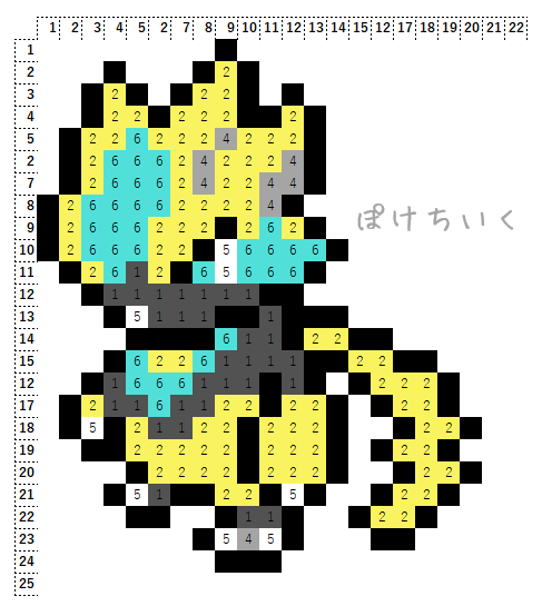 ポケモン「ゼラオラ」のアイロンビーズ図案（かっこいい、伝説）