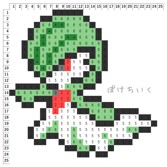 ポケモン「サーナイト」のアイロンビーズ図案（小さめ/簡単/かわいい）