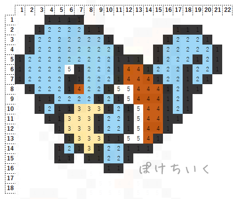 ポケモン「ゼニガメ」のアイロンビーズ図案（小さめ/簡単/かわいい/御三家）