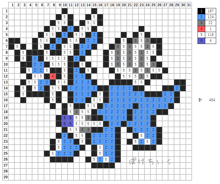 ポケモン「ディアルガ」のアイロンビーズ図案（かっこいい、伝説）