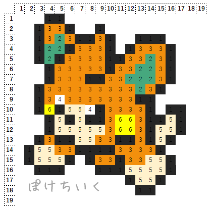 ポケモン「パモ」のアイロンビーズ図案（小さめ/簡単/かわいい/SV）