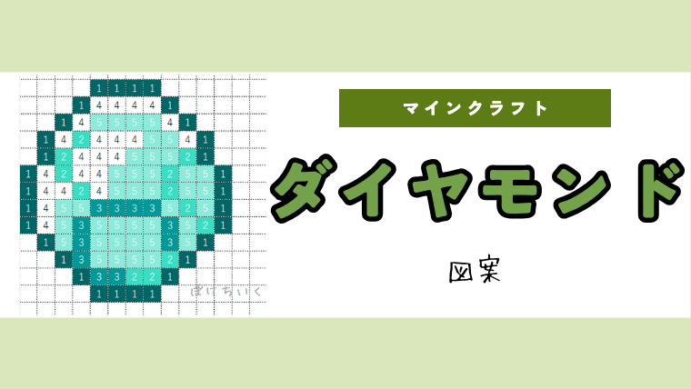 【マインクラフト】ダイヤモンド（ダイヤ）のアイロンビーズ／アクアビーズ簡単図案