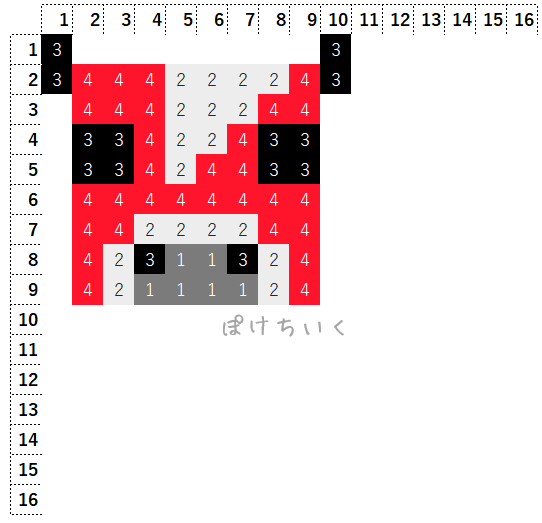 【マイクラ】ムーシュルーム(キノコ牛)のアイロンビーズ／アクアビーズ簡単図案