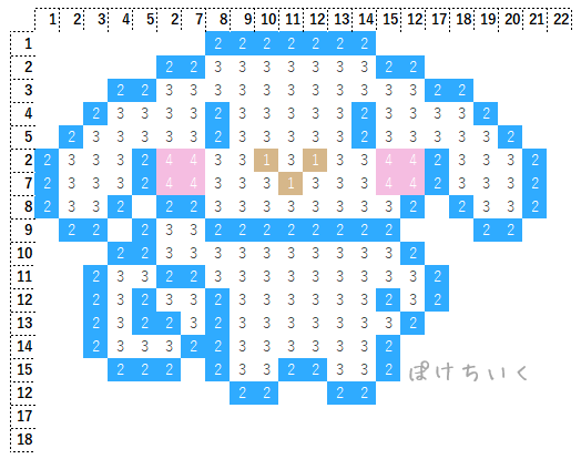 【サンリオ】シナモロールのアイロンビーズ／アクアビーズ簡単図案（無料・小さめ）