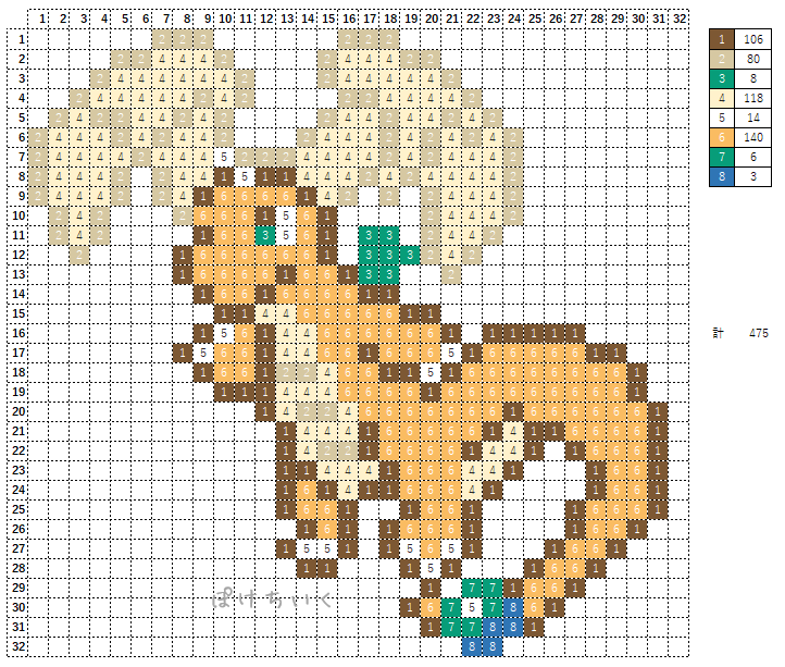 【ポケモン】メガカイリューのアイロンビーズ･アクアビーズ図案（かっこいい）