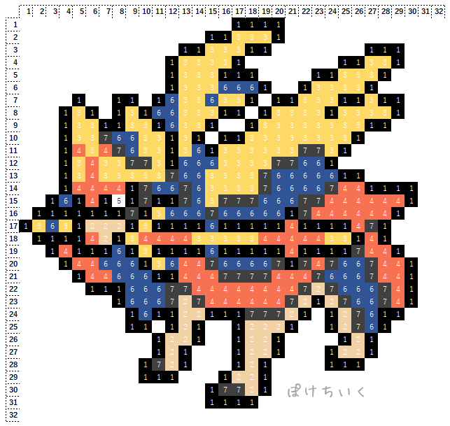 【ポケモン】ザシアンのアイロンビーズ･アクアビーズ図案（かっこいい/伝説）