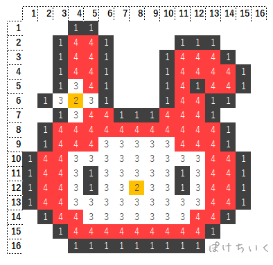 【サンリオ】マイメロディのアイロンビーズ／アクアビーズ簡単図案（無料・小さめ）