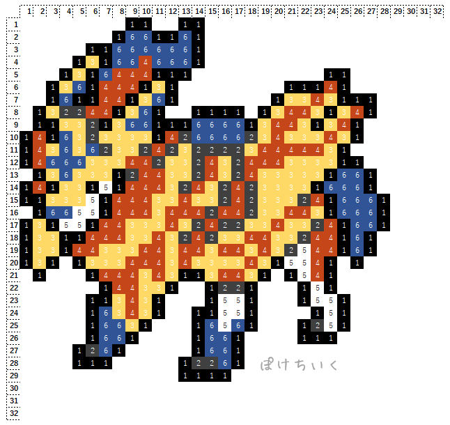 【ポケモン】ザマゼンタのアイロンビーズ・アクアビーズ図案(かっこいい/伝説)