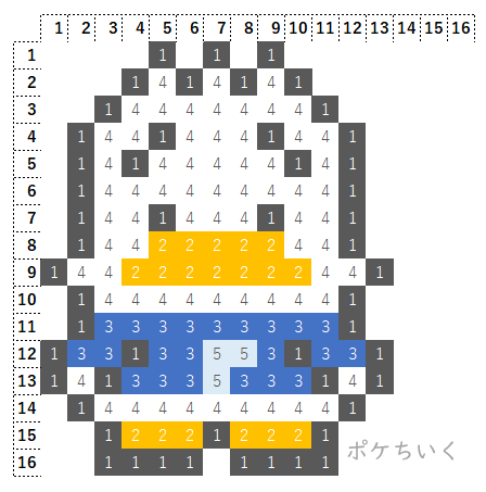 【サンリオ】あひるのペックルのアイロンビーズ/アクアビーズ簡単図案(無料・小さめ)